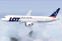 Screenshot of LOT Polish Airlines Boeing 787-8 in flight.