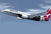 Screenshot of Qantas Boeing 737-800NGX in flight.
