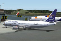 Screenshot of Aerorepublica Boeing 737-400 on the ground.