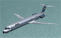 Screenshot of Aerostar Virtual Airlines MD-80 in flight.