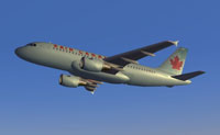 Screenshot of Air Canada Airbus A319 in the air.