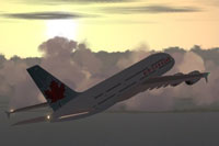Screenshot of Air Canada Airbus A380-100 in flight.