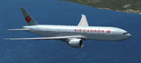Screenshot of Air Canada Boeing 777-200LR in flight.