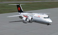 Screenshot of Air Canada Jazz BAe 146-200 on the ground.