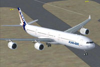 Screenshot of Airbus A340-600 taking off.