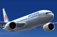 Screenshot of Aircalin Boeing 777 in flight.