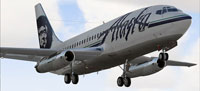 Screenshot of Alaska Airlines Boeing 737-200 in the air.