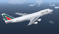 Screenshot of Alitalia Cargo Boeing 747-228F/SCD in the air.