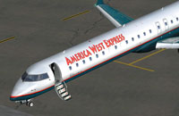 Screenshot of America West Bombardier CRJ 900 on the ground.