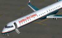 Screenshot of America West Bombardier CRJ 900 on the ground.