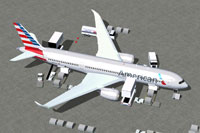Screenshot of American Airlines Airbus A350-800 and ground services.