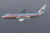 Screenshot of American Airlines Boeing 767-200 in flight.