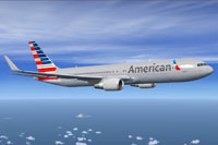 Screenshot of American Airlines Boeing 767-300WL in flight.
