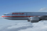 Screenshot of American Airlines Boeing 777-200LR in flight.