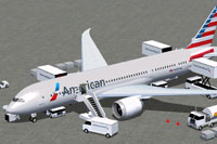 Screenshot of American Airlines Boeing 787-8 with ground services.