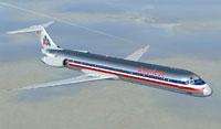 Screenshot of American Airlines McDonnell Douglas MD-83 in flight.