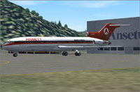 Screenshot of Ansett Airlines Boeing 727-200 on the ground.