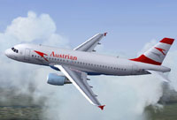 Screenshot of Austrian Airlines Airbus A319 in flight.