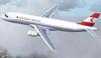 Screenshot of Austrian Airlines Airbus A320 in flight.