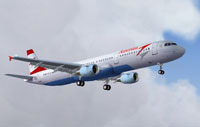 Screenshot of Austrian Airlines Airbus A321 in the air.