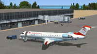 Screenshot of Austrian Airlines CRJ-700 on the ground.