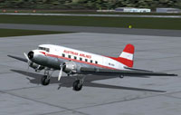 Screenshot of Austrian Airlines Douglas DC-3 on the ground.