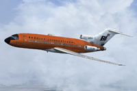 Screenshot of "Jellybean Orange" Braniff Boeing 727-100 in flight.