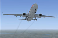 Screenshot of Boeing 737-800 leaving smoke trails.