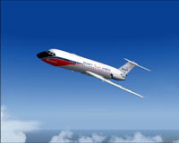 Screenshot of Braniff BAC One-Eleven 200 in the air.