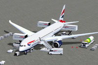 Screenshot of British Airways Boeing 787-8 with ground services.