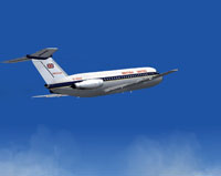 Screenshot of British United BAC One-Eleven 201 in flight.