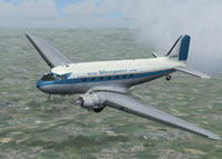 Screenshot of British Westpoint Airlines DC-3 in flight.