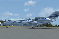 Profile view of Cessna Citation X (TEN) on the ground.