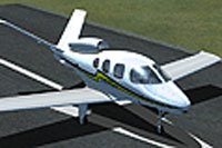 Screenshot of Cirrus SF50 Vision on runway.