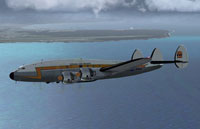 Screenshot of Connie Air Freight Lockheed L049 flying above calm waters.