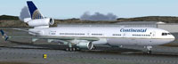 Screenshot of Continental Airlines MD-11 on runway.