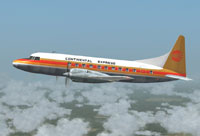 Screenshot of Continental Express Convair 580 in the air.