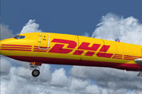 Screenshot of DHL Express Boeing 727-200F in the air.