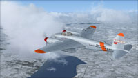 Screenshot of DeHavilland Mosquito CF-HMQ in flight.