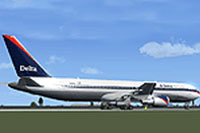 Screenshot of Delta Airlines Boeing 767-332ER on the ground.