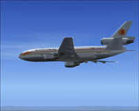 Screenshot of Delta Airlines Douglas DC-10-10 in flight.