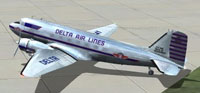 Screenshot of Delta Airlines Douglas DC-3 on the ground.