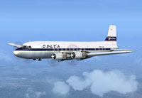 Screenshot of Delta Airlines Douglas DC-6 in flight.