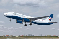Screenshot of Dominican Airways Airbus A320 taking off.