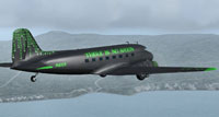 Screenshot of Matrix themed Douglas DC-3 in flight.