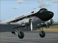 Screenshot of Douglas DC-3 with white propellers.