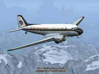 Screenshot of Douglas DC-3 World Rally 2005 in flight.