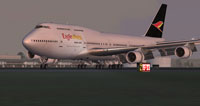 Screenshot of EagleXpress Boeing 747-400 on the ground.