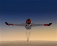 Screenshot of T-2C Buckeye in flight, leaving a smoke trail.