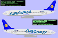 Profile views of Eurocypria Airlines Boeing 737-8Q8 5B-DBU.